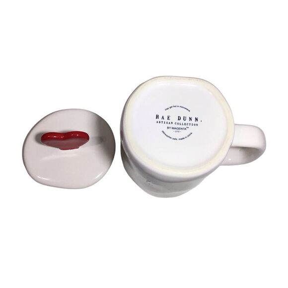 Rae Dunn White Heart Top Paws & Kisses Mug Pottery New - Picture 4 of 6